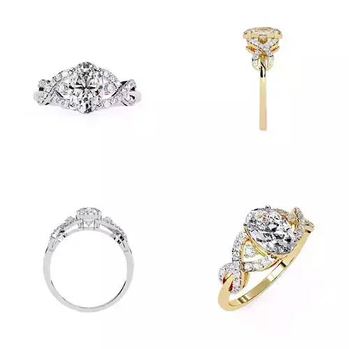 Oval Infinity Twist Pave Ring STL 3DM CAD