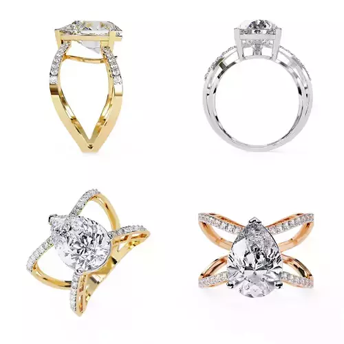 Pear Solitaire X Split Infinity Ring STL 3DM CAD