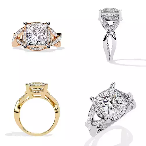 Princess Diamond Split Infinity Ring STL 3DM CAD