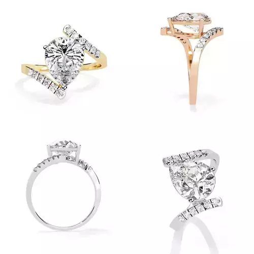 Pear Diamond Twist Shank Ring STL 3DM CAD