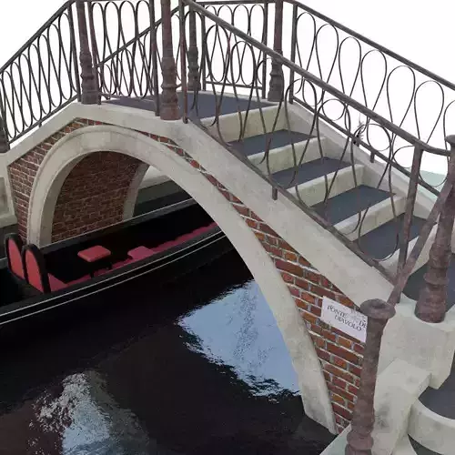 venetian bridge with gondola 3D model
