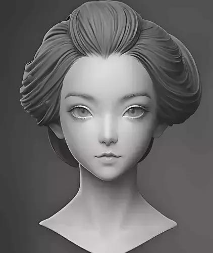 Original woman facial head sculpture details character design
