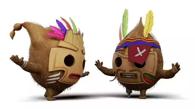 Coco Mama and Papa Rigged Low-poly 3D model 3