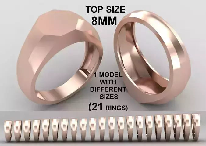 octagonal  Signet Ring Base 8MM top in All sizes 232-MWC