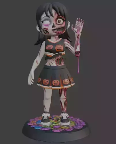 Halloween Zombie Girl Figurine for 3D Printing