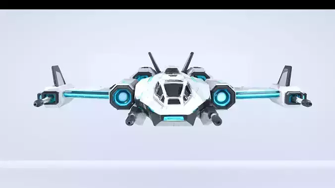 Futuristic Sci-Fi Combat Jet  High Detail Game Ready Model