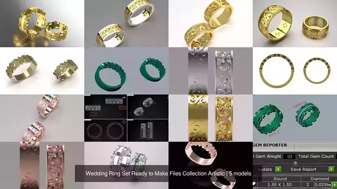 Wedding Ring Set Ready to Make Files Collection Artistic
