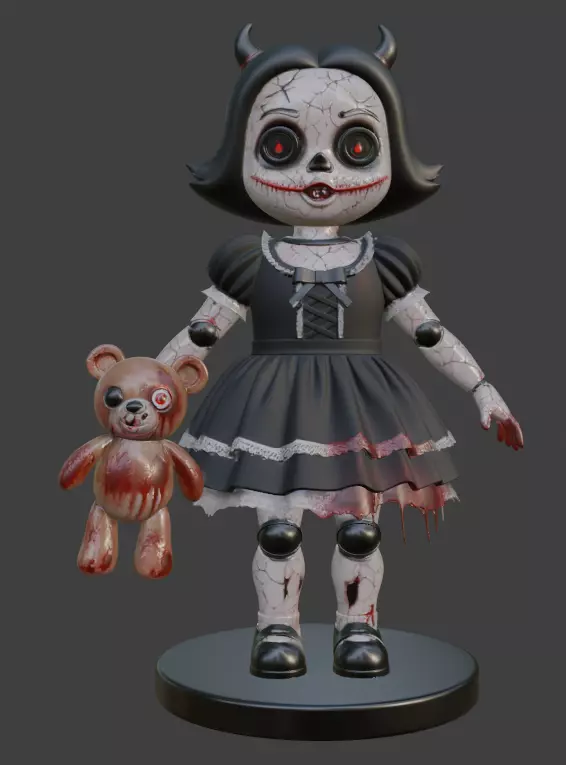 Scary Cute Halloween Creepy Horror Doll 3D print model