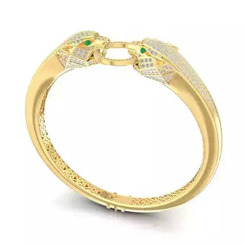 Luxury Double Panther Head Diamond Bangle for Men 79a