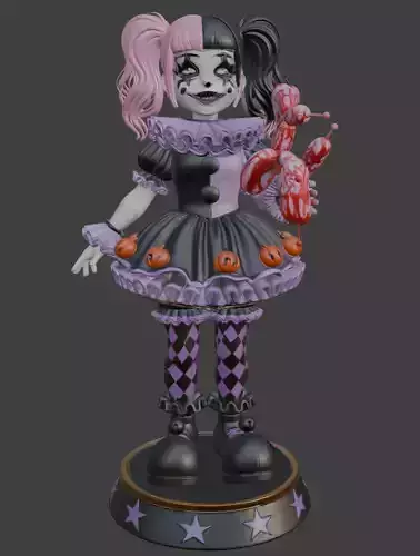 Creepy Clown Girl 3d model for print
