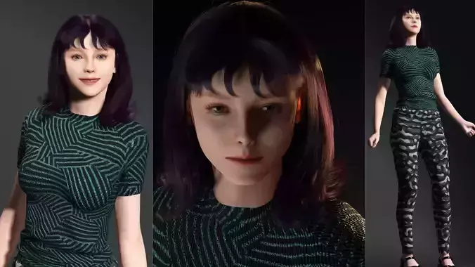 Realistic Young Female Character Ready HighQuality Modern Outfit