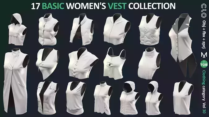 17 BASIC  VESTS  ZPRJ  OBJ  FBX  Marvelous  Clo3d