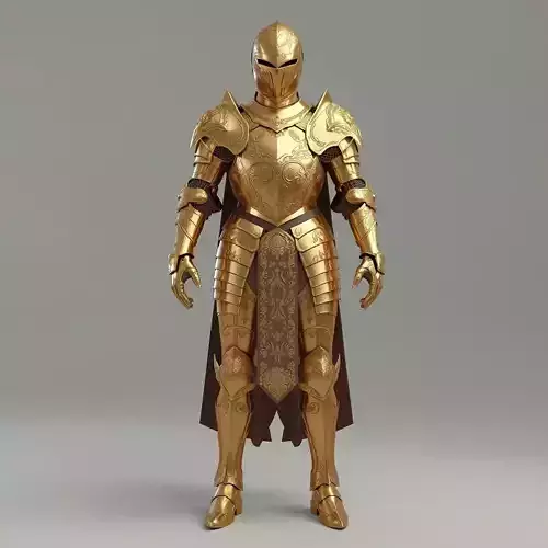 Crusader Knight Plate Armor 3D Model Red Cross Hero