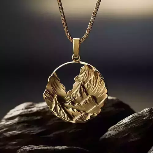 Mountain Landscape Round Pendant