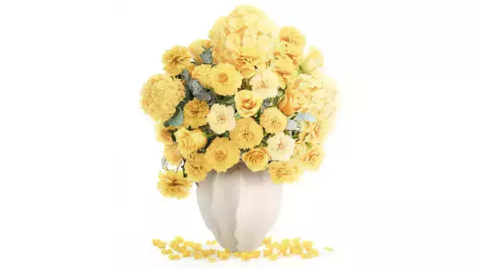 Formal bouquet yellow flowers rose peony hydrangea vase decor