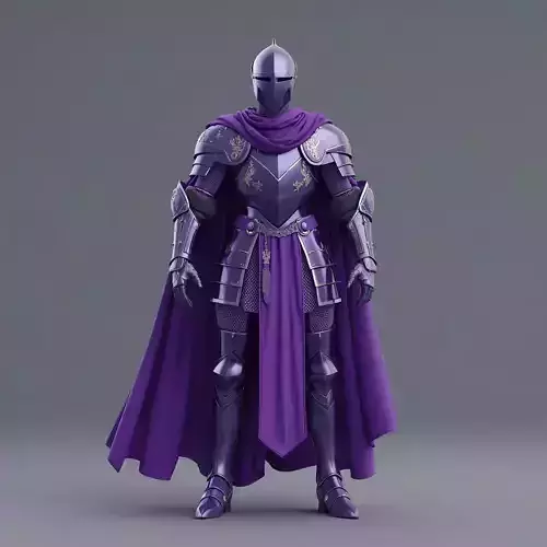 Royal Purple Paladin Armor 3D Model Full Suit