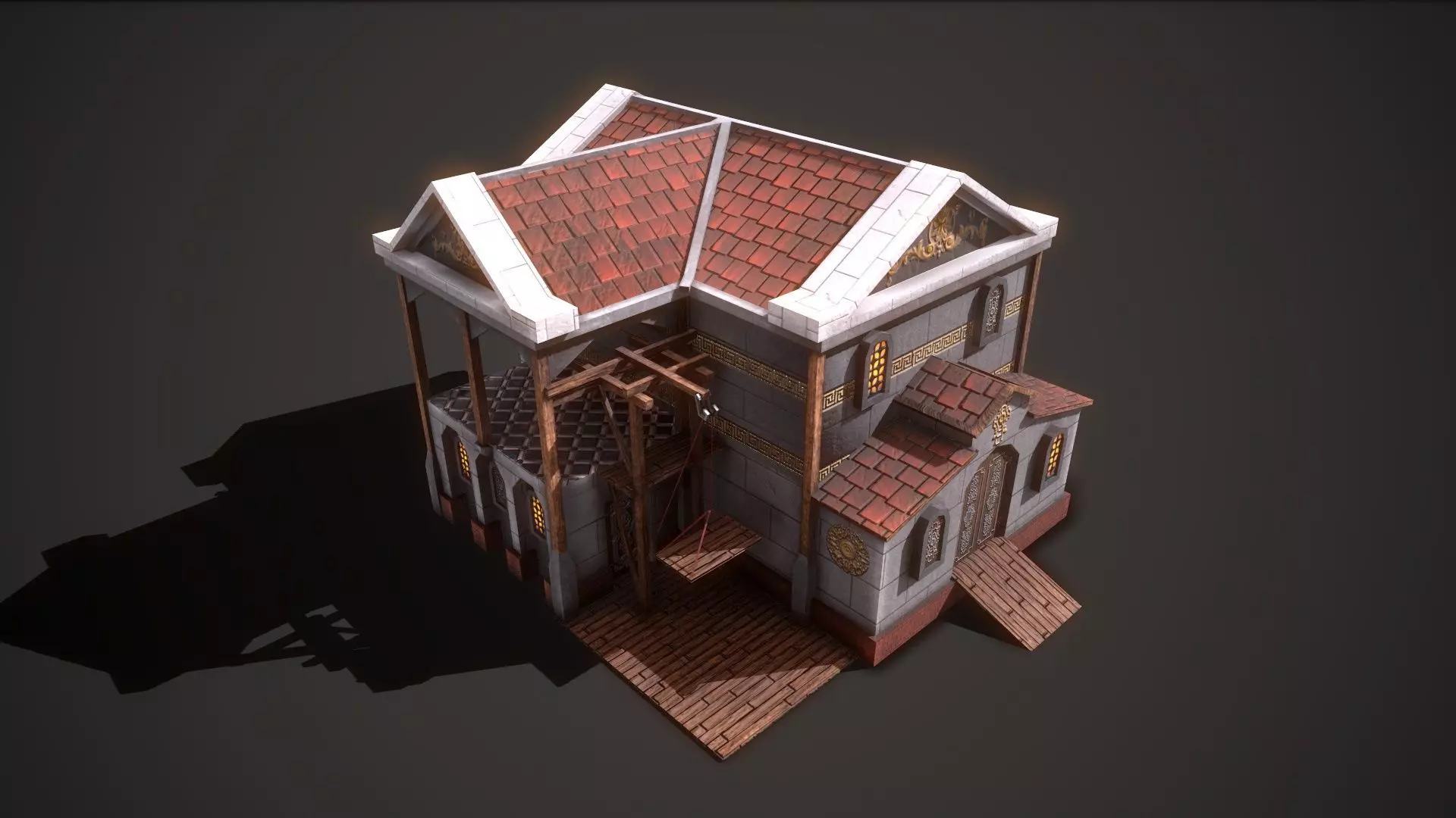 Ancient Roman Greek Warehouse Low-poly 3D model