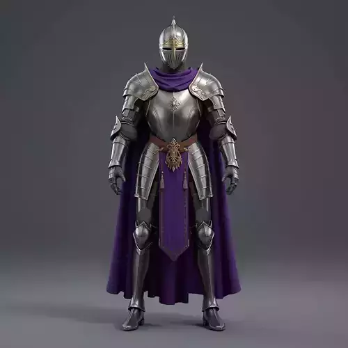 Royal Purple Knight Armor 3D Model Regal Full Suit
