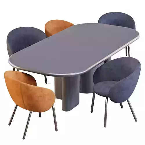 MiniForms BonBon Table and Nebula Chairs - Dining Set 01
