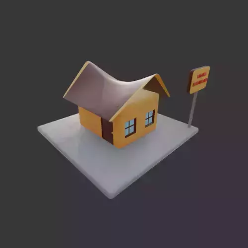 Stylized Padang Restaurant Isometric Building 3D model 4