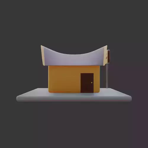 Stylized Padang Restaurant Isometric Building 3D model 6