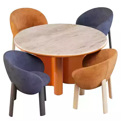 MiniForms BonBon Table and Nebula Chairs - Dining Set 02