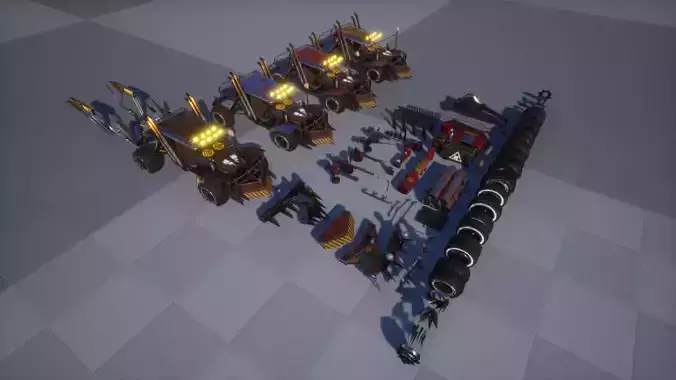 Apocalyptic Buggy Modular Pack Low-poly 3D model 7