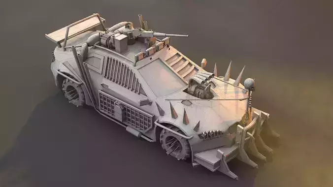 Apocalyptic Car Modular Pack Low-poly 3D model 3