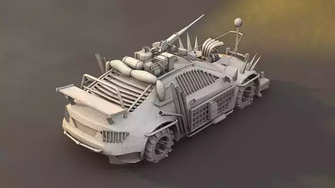 Apocalyptic Car Modular Pack Low-poly 3D model 4
