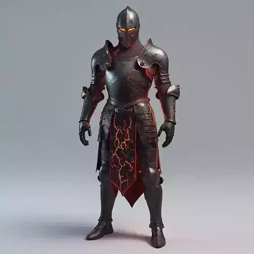 Crusader Knight Plate Armor 3D Model Blue Cross Full Suit