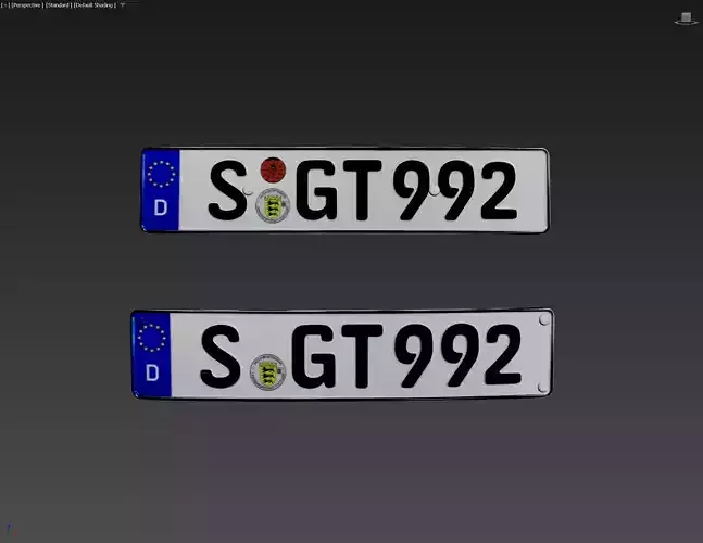 German Porsche License Plate 3D model