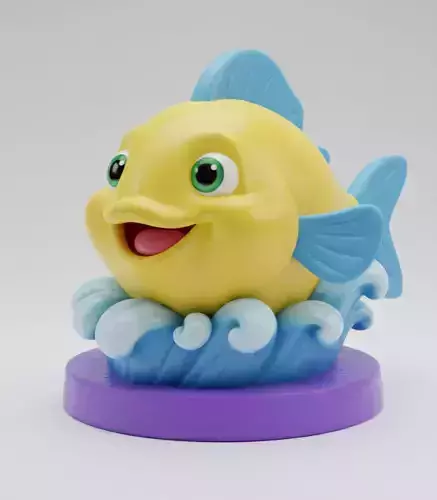 POLOCHON fish figurine emerging from the waves