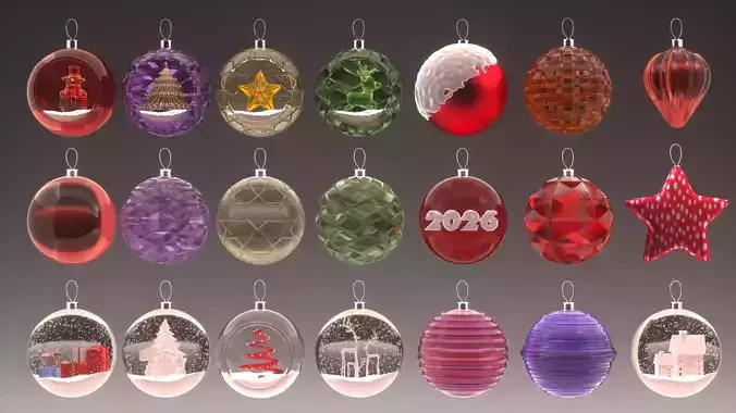 Holiday Ornament Pack High-Quality 3D Decorations 