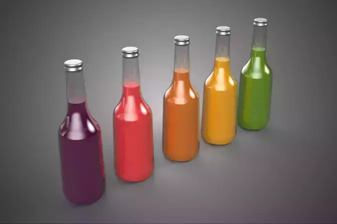 COLORFUL CLEAR FRESH FRUIT JUICE LIQUID BOTTLE DRINK BEVERAGE