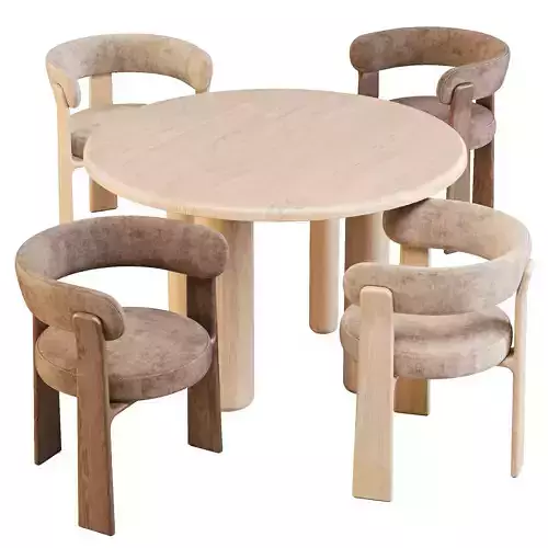 Kave Home Mailen Table and Granite Chairs - Dining Set 01