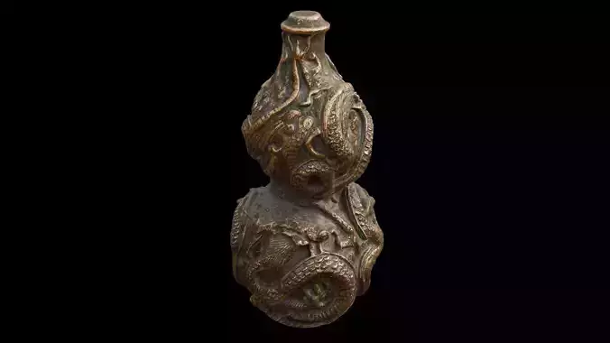 Chinese Carved Dragon Double-Gourd Vase