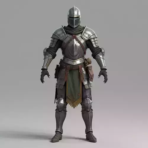 Engraved Silver Knight Armor 3D Model Heroic Ranger