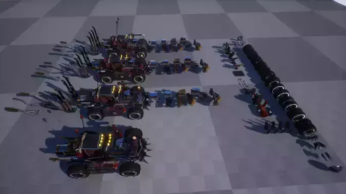 Apocalyptic Buggy Modular Pack Low-poly 3D model 7