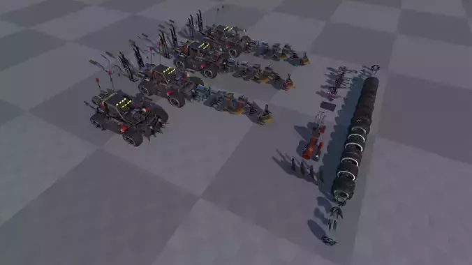 Apocalyptic Buggy Modular Pack Low-poly 3D model 6