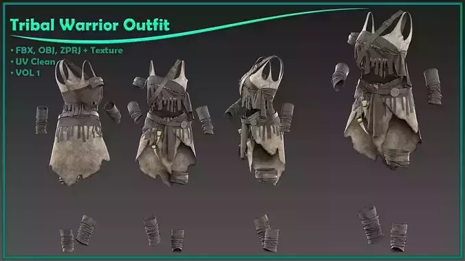female tribal warrior outfit with texture
