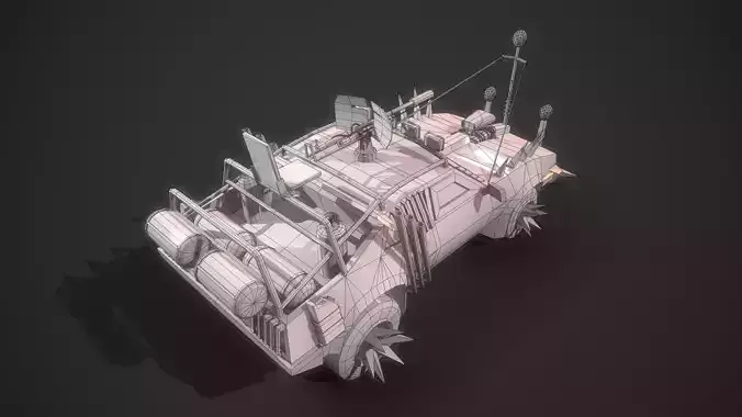 Apocalyptic Car Modular Pack Low-poly 3D model 4