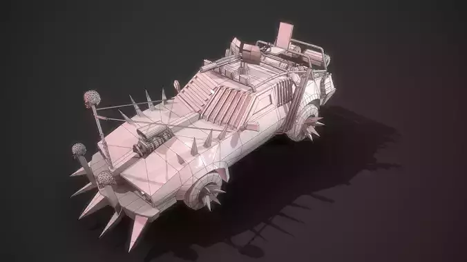 Apocalyptic Car Modular Pack Low-poly 3D model 3