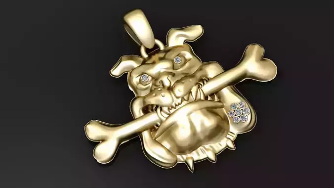 Savage Bulldog Diamond Pendant 3D PRINTABLE MODEL 