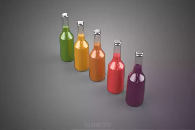 MIXED FRUIT VEGETABLE JUICE GLASS BOTTLE CROP VEGGIE COLLECTION 3D model 4