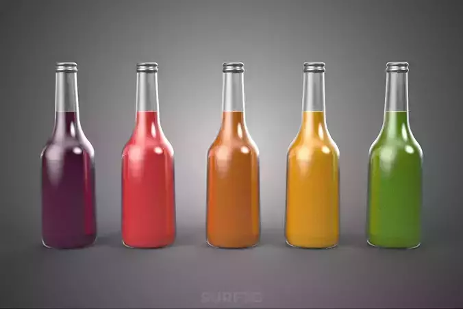 MIXED FRUIT VEGETABLE JUICE GLASS BOTTLE CROP VEGGIE COLLECTION 3D model 6