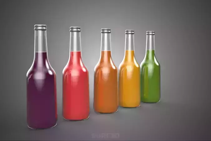 MIXED FRUIT VEGETABLE JUICE GLASS BOTTLE CROP VEGGIE COLLECTION 3D model 5