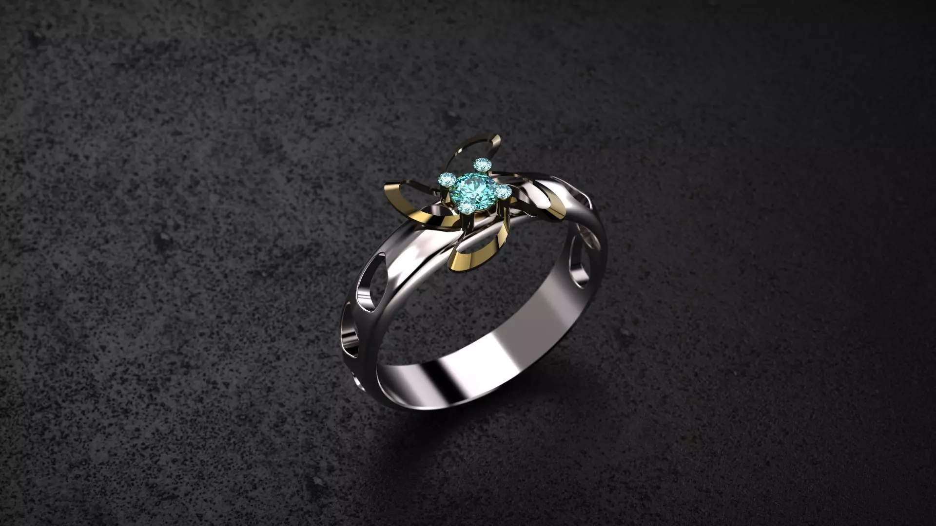 Ring diamond stl women jewelry 3D print model