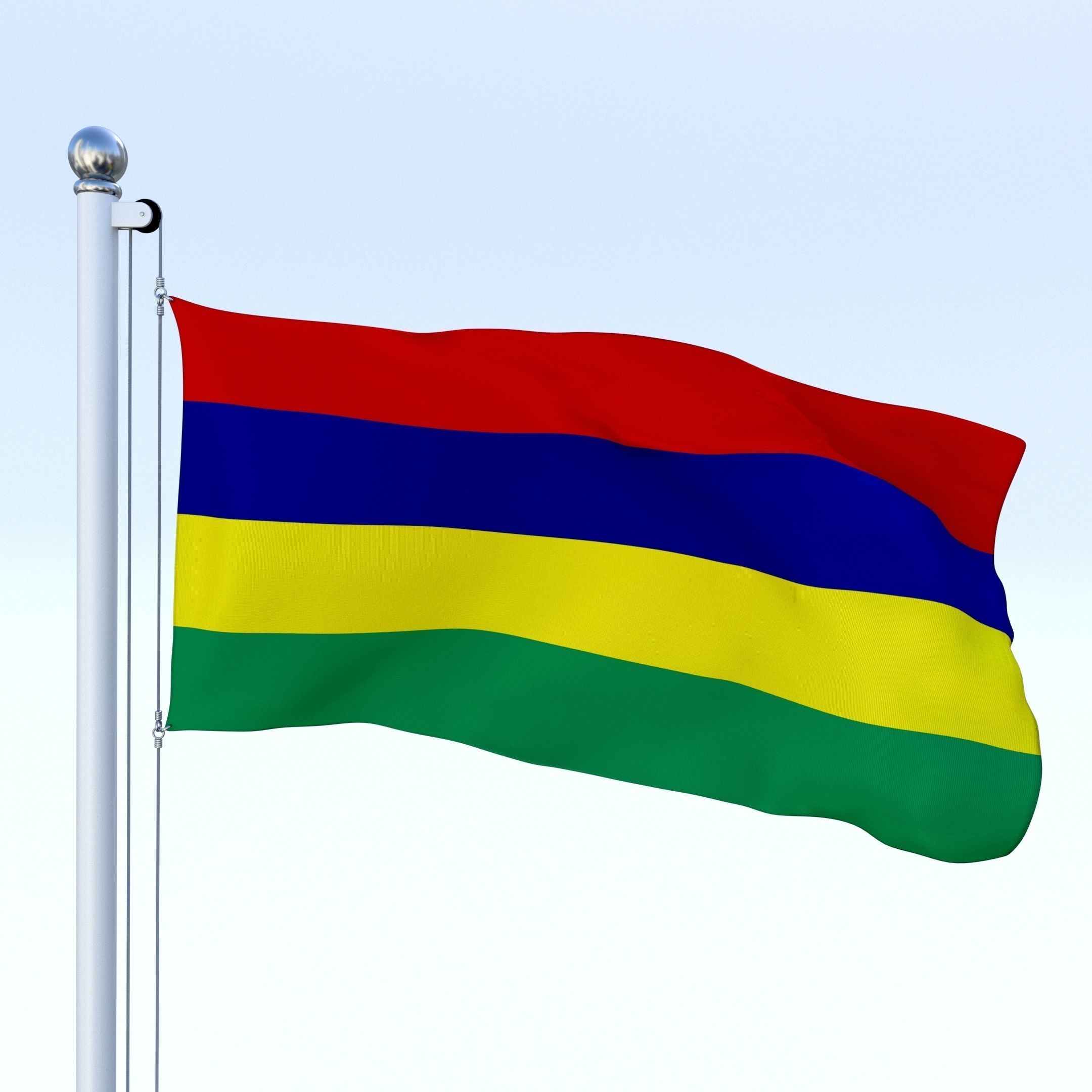 Animated Mauritius Flag Low-poly 3D model_11