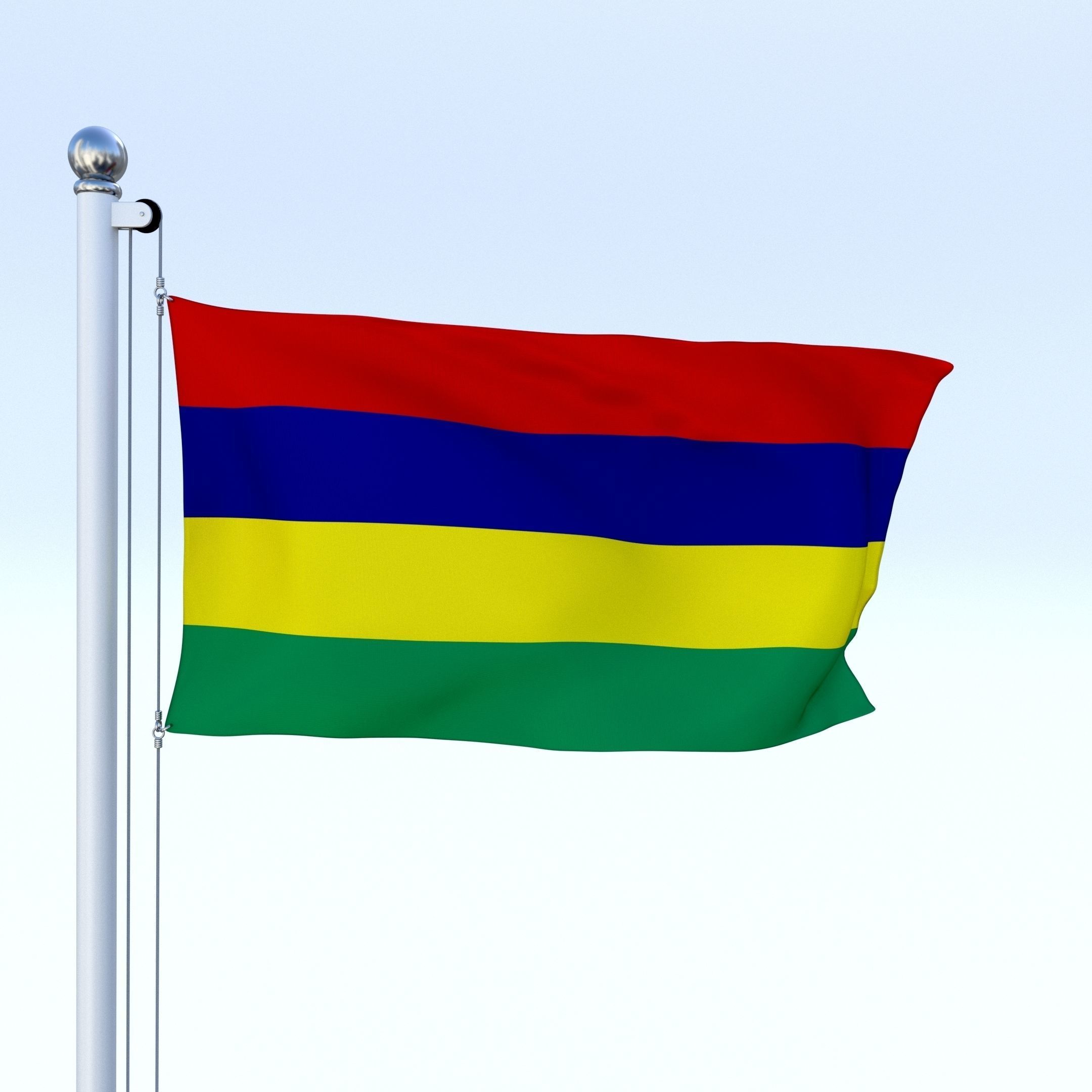 Animated Mauritius Flag Low-poly 3D model_3