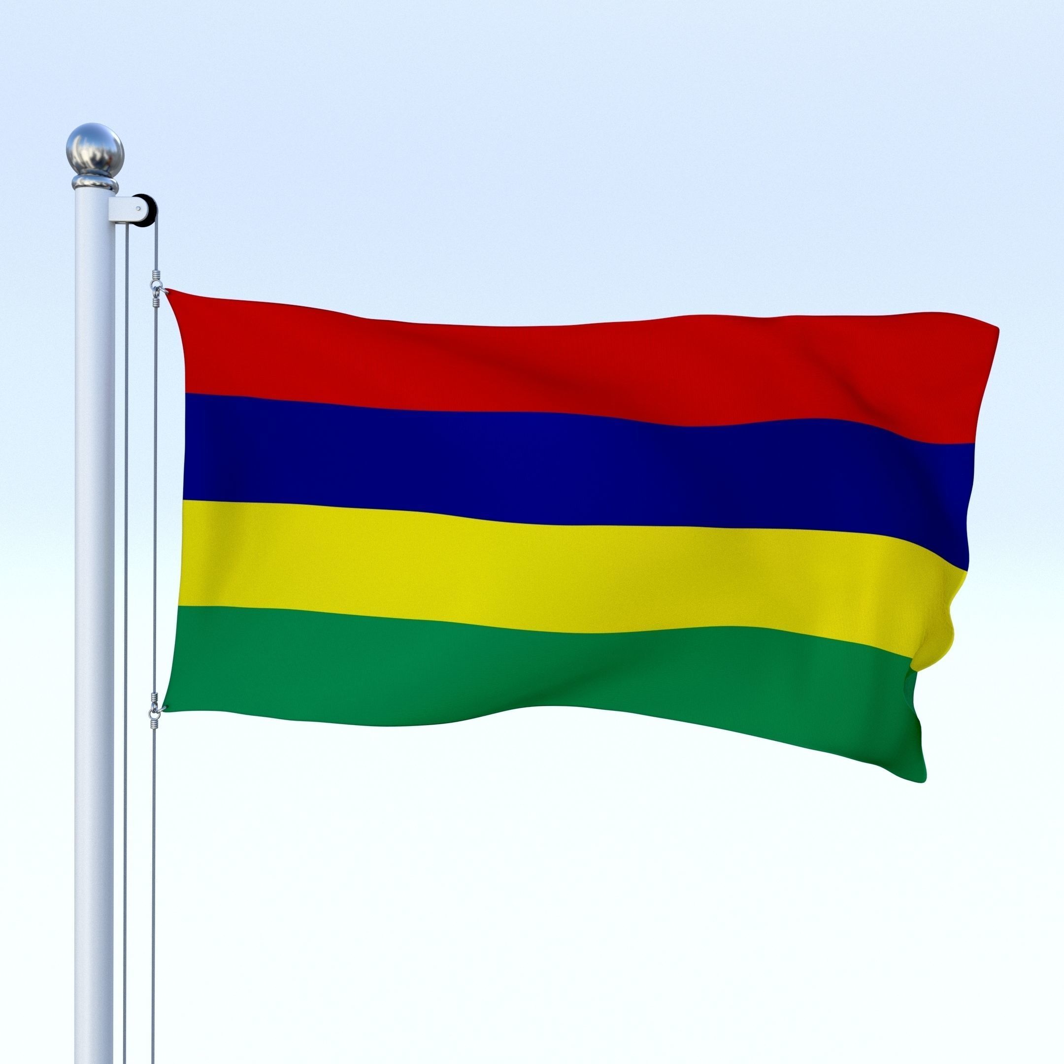 Animated Mauritius Flag Low-poly 3D model_24